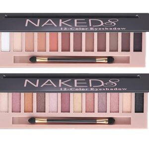BestLand 2 Pack 12 Colors Makeup Nude Colors Eyeshadow Palette Natural Nude Matte Shimmer Glitter Pigment Eye Shadow Pallete Set Waterproof Smokey Professional Beauty Makeup Kit (2 PCS)