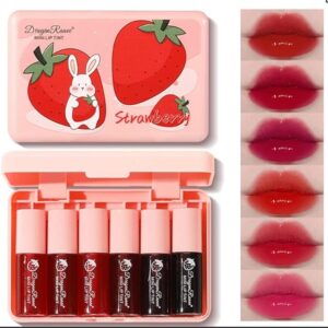 Eakroo 6 Colors Lip Tint Stain Mini Liquid Lipstick, Lip Gloss for Women, Lip Oil Stain, Lip Stain Long Lasting Waterproof, Lip Makeup, Korean Makeup, Cute Stuff, Non-Stick Cup, High Pigment