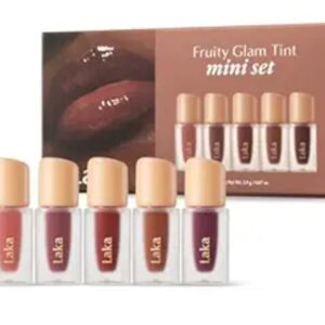 Laka Fruity Glam Tint Mini Set, 5pc Lip Tint Gift Set for Women, Valentine's Day Gifts, Hydrating & Glowy Finish, Lightweight & Transfer-proof Stain, K-Beauty