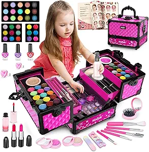 Hollyhi 59 Pcs Kids Makeup Kit for Girl,