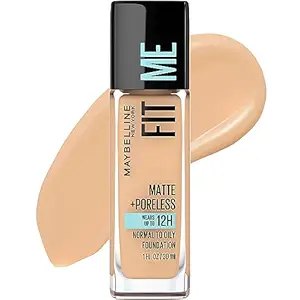 Maybelline Fit Me Matte + Poreless Liquid Oil-Free Foundation Makeup, Natural Beige